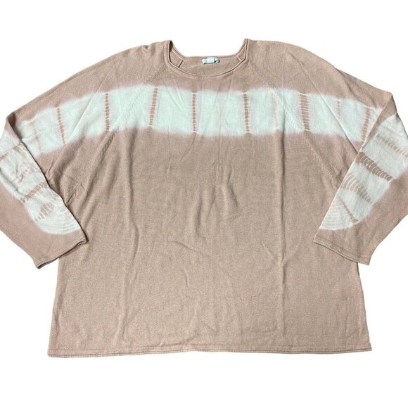 Pure Jill Tie-Dyed Raglan Sleeve Sweater Top Relaxed Fit Pink Lightweight - Picture 1 of 11